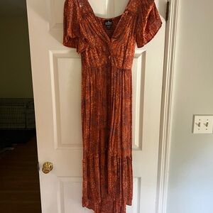 Orange Floral Maxi Dress